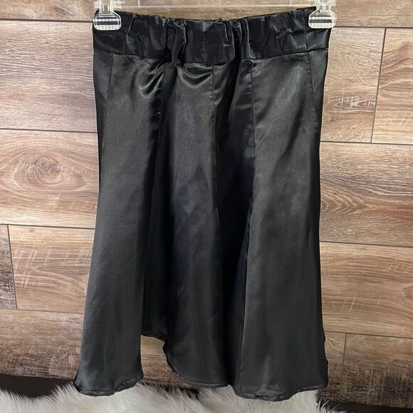 Satin A-Line Skirt, Size Small, Satin Black , Handcrafted - Picture 1 of 3